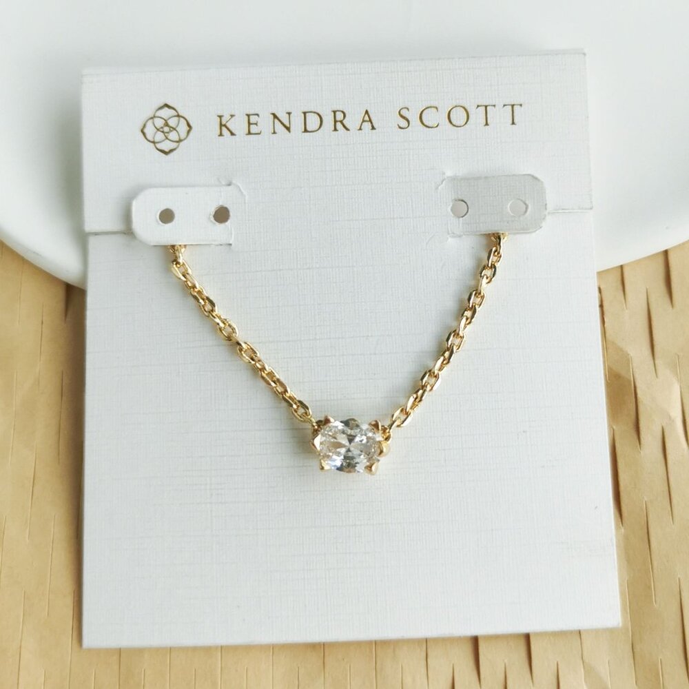 Kendra Scott Gold Necklace with Clear Stone